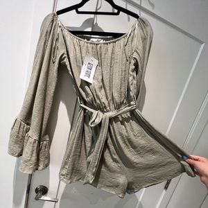 NWT 12th tribe off the shoulder olive romper